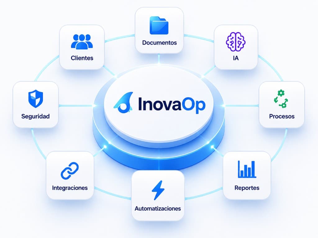 Ecosistema InovaOp — clientes, documentos, IA, procesos y más